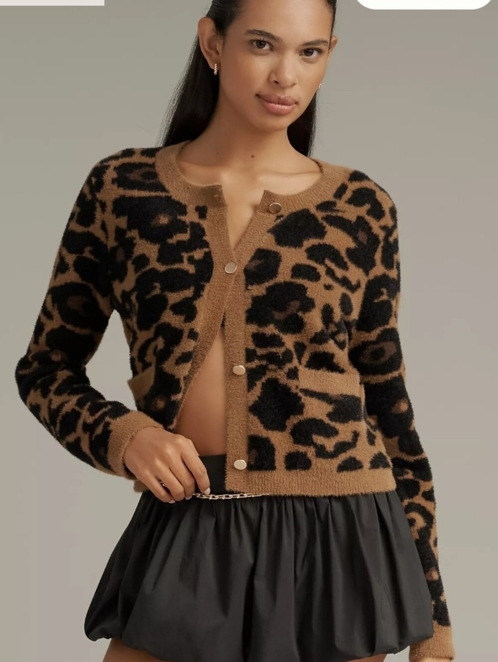 NVLT Leopard Print Cardigan in Brown and Black